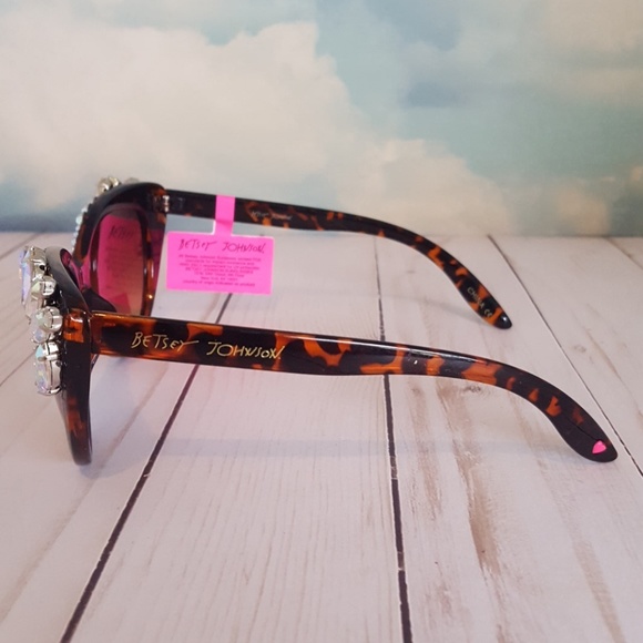 Betsey Johnson Cat Eye Sunglasses AB Crystals - Picture 4 of 8